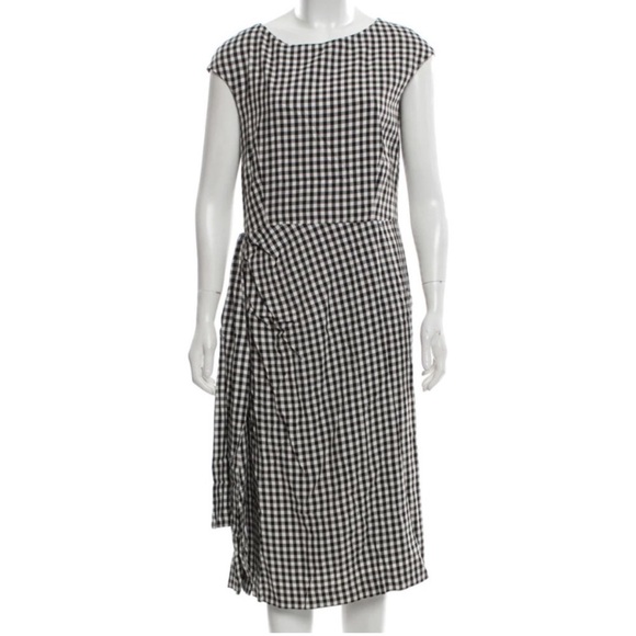 Michael Kors Collection Silk Black White Gingham Sleeveless Midi Dress - Picture 1 of 10